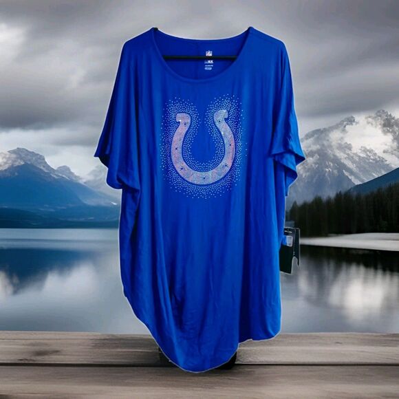 NWT Indianapolis Colts NFL Team Apparel Women's Rhinestone Graphic T-Shirt XXL - Picture 1 of 8